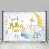 Lofaris Starry Night Bunny Happy 1st Mothers Day Backdrop